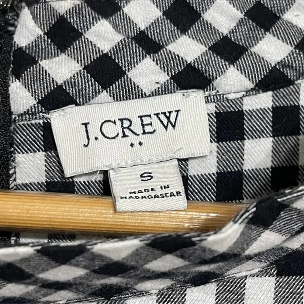 J. Crew A-Line Gingham Plaid Funnel Neck Long Sleeve Flannel Dress Size S